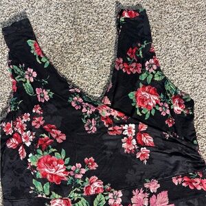 Floral Black Midi Dress